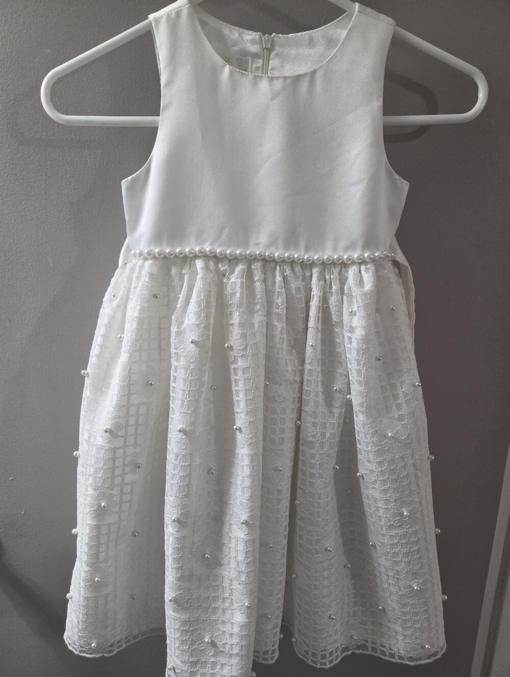 Elegant American Princesd Classic Ivory Pearl-Trim Girls' Dress. Sz 5